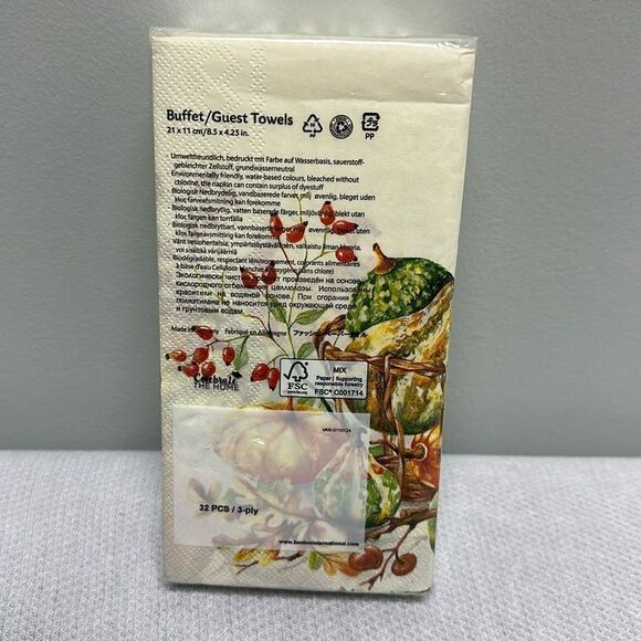 Celebrate THE HOME 32 Guest Paper Towel Napkins Fall Harvest Pumpkin Print - Picture 2 of 7